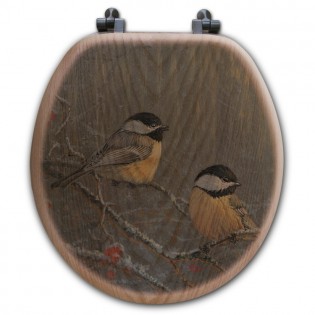 Winter Breeze Chickadee Toilet Seat-Round