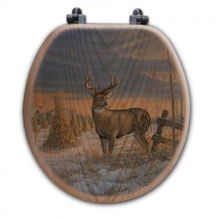 Deer in Winter Round Toilet Seat