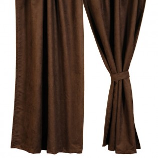 Pair of Chocolate Faux Suede Drapes