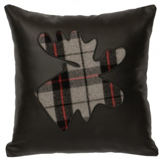 Ponderosa Plaid Moose Leather Pillow