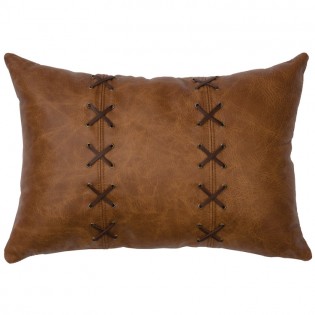 Whiskey Cross Stitch Leather Pillow