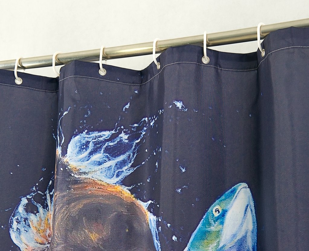Bear Catch Shower Curtain with 12 Hooks