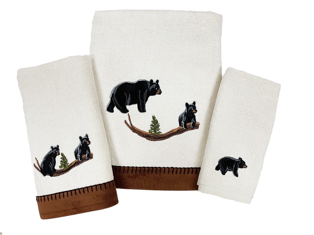 Black Bear Lodge Embroidered Hand Towel