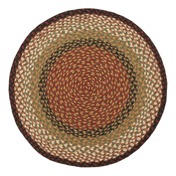 Burgundy/Mustard Braided Jute 4 Foot Round Rug