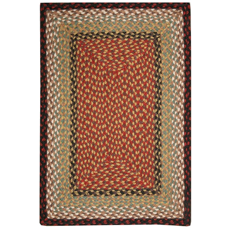 Burgundy/Mustard Braided Jute Rectangle Rug8x10