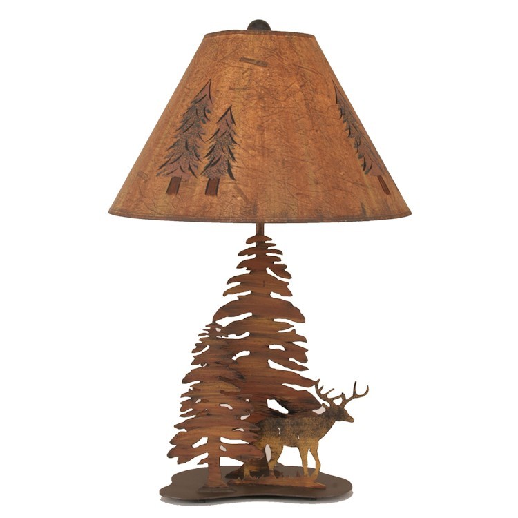 Deer In Trees Table Lamp, Rustic Lodge Table Lamps