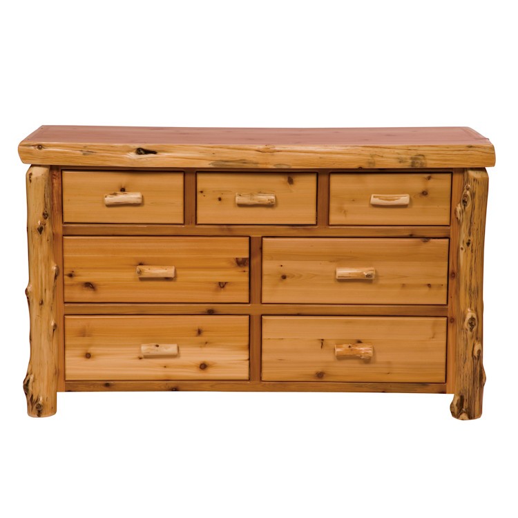Cedar Log 7 Drawer Dresser, Log Cabin Style Dresser