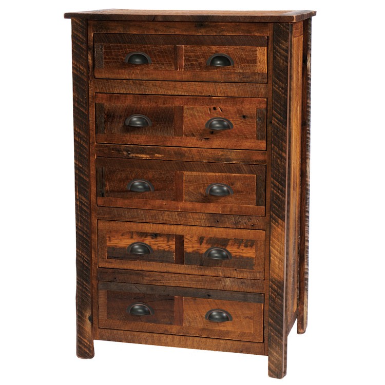 Premium 5 Drawer Barn Wood Dresser With Barn Wood Legs