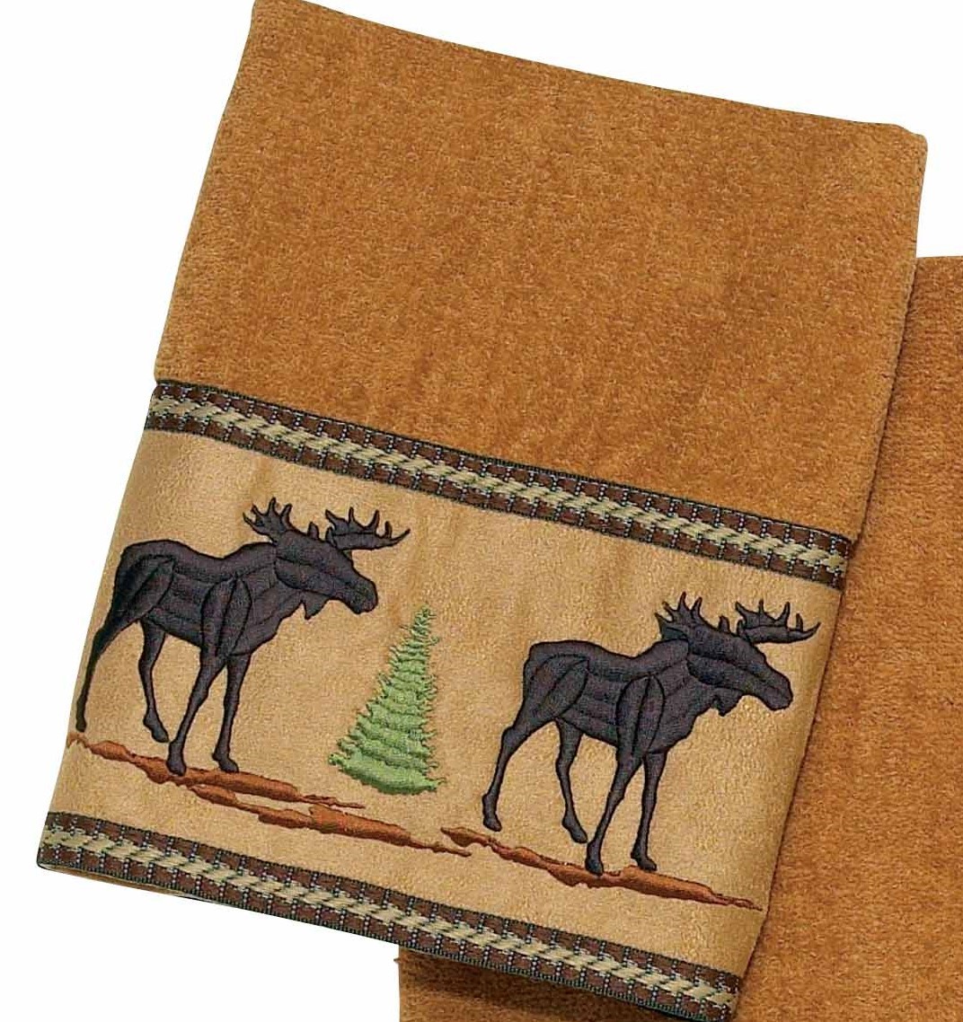 Bathroom Rustic Log Cabin Forrest Decor Soft Moose Hand Towel New with tags 