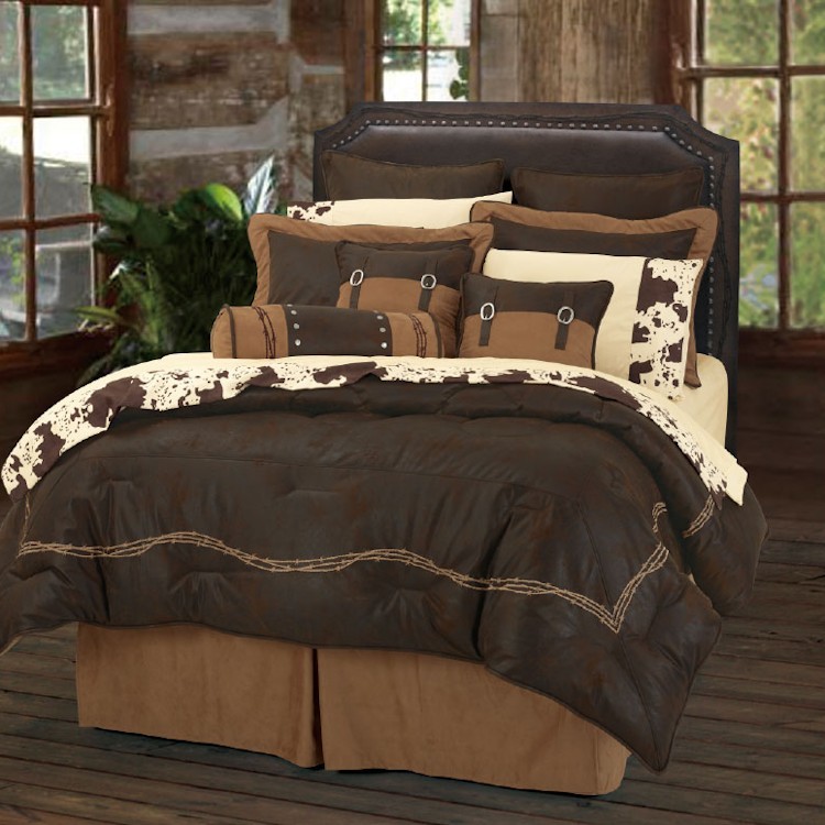 Chocolate Barbwire Comforter Sets, Brown Leather Comforter Sets