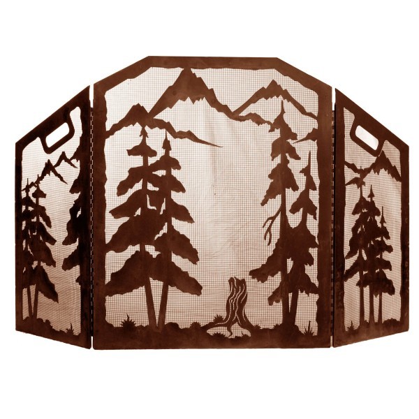 Scenic Pine Forest Fireplace Screen