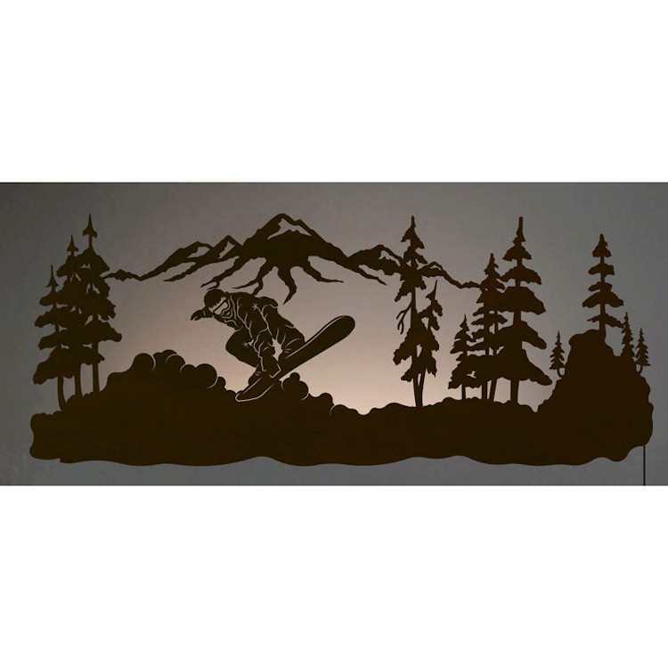 42" Snowboarder Back Lit Wall Art