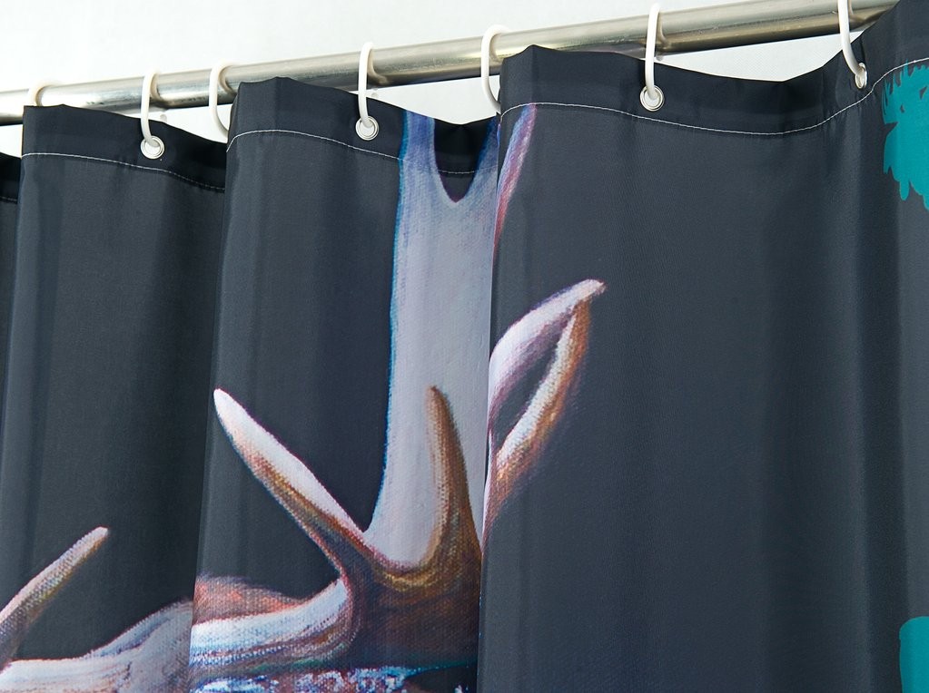 Moose Shower Curtain with 12 Hooks