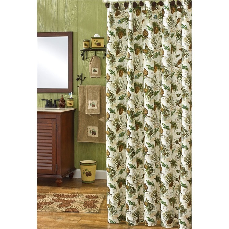 Walk In The Woods Shower Curtain, Pine Cone Shower Curtain
