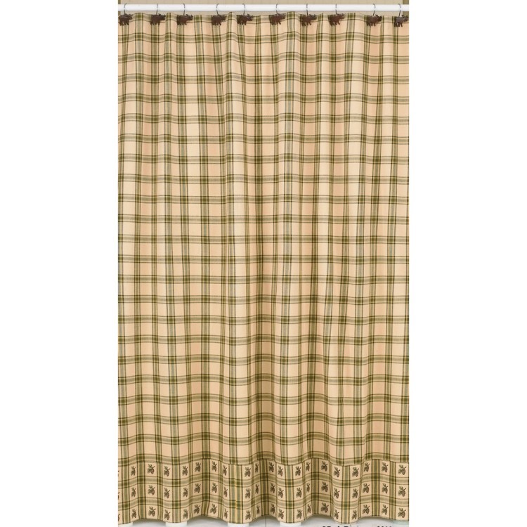 Brown 72x72 Cotton Rustic Cabin Cream Pine Lodge Shower Curtain Green 