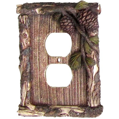 Metal Light Switch Plate Cover Rustic Cabin Home Decor Pine Branches Pine Cones 