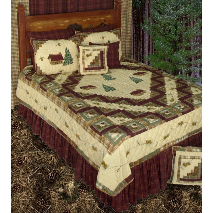 Forest Log Cabin Quilt Set King