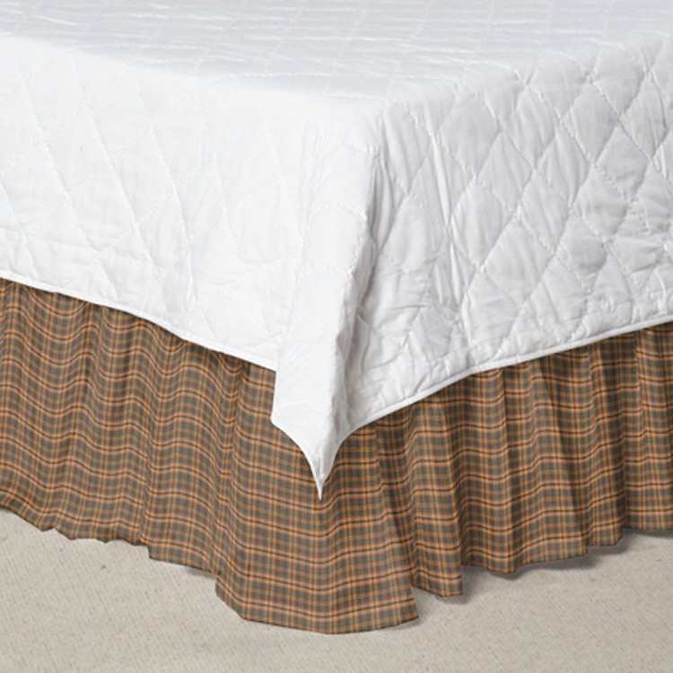 Golden Brown Plaid Dust RuffleKing