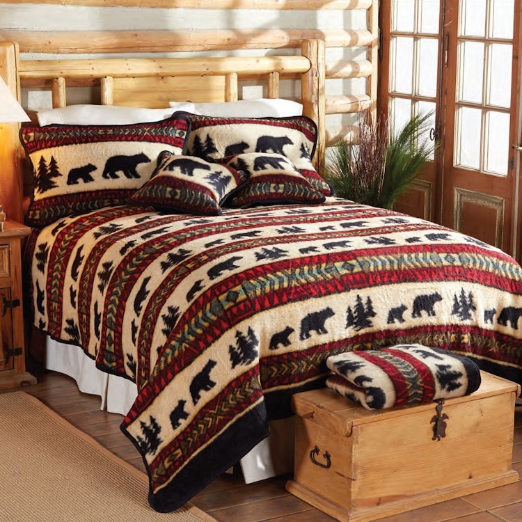 Cedar Run Fleece Bed Sets, Bear King Size Bedding