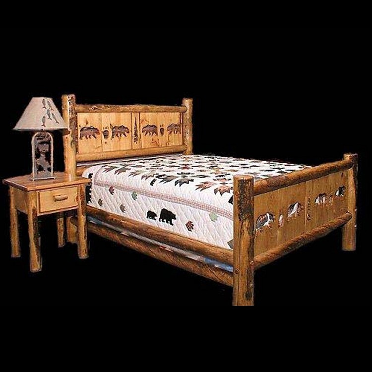 Cutout Deluxe Log Bed, Lodgepole Pine Bed Frames