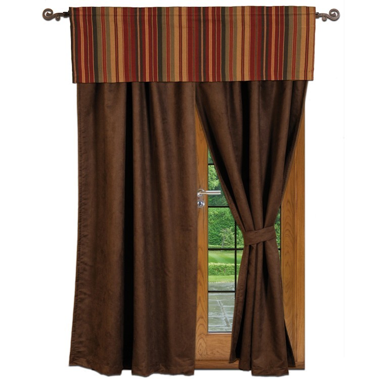 Chocolate Suede Drapes And Bandera Valance