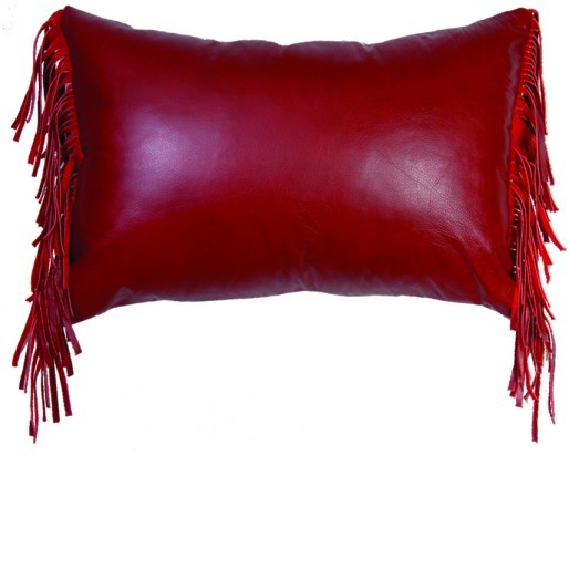 Dark Red Leather Pillow, Leather Western Pillows
