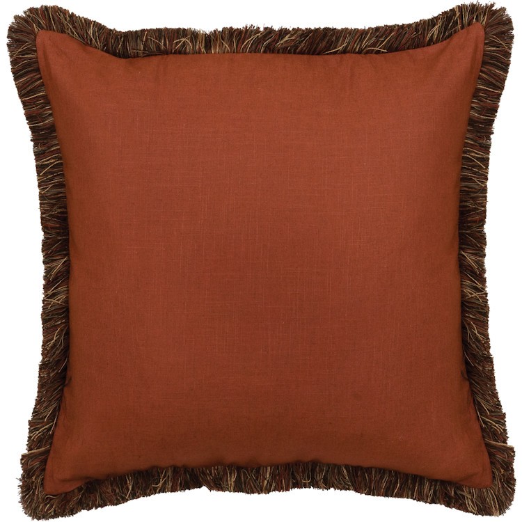 Fringed Paprika Linen Euro Sham