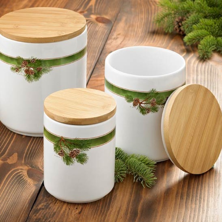 3 Piece Pine Cone Canister Set