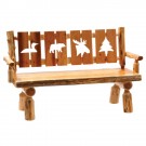 4 Panel Log Bench with Wildlife Cutouts
