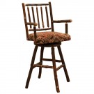 Hickory Swivel Barstool with Arms