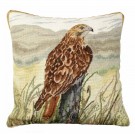 Red Tail Hawk Needlepoint Pillow
