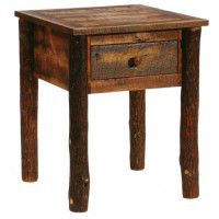 Barnwood One Drawer Nightstand with Hickory Legs