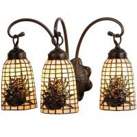 Pinecone Art Glass Triple Vanity Light