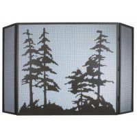 Tall Pine Trees Folding Fire Screen