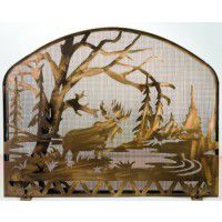 Antique Copper Moose Fire Screen