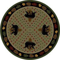 Patchwork Bear Round Rug - Green