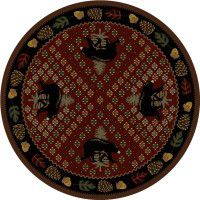 Patchwork Bear Round Rug - Red