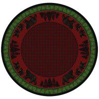 Black Bear Family on Multi Round Area Rug