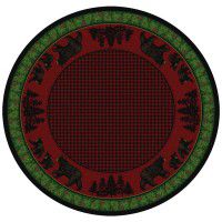 Black Bear Family on Multi Round Area Rug