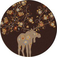 Moose Blossom-Round Rug-Chocolate