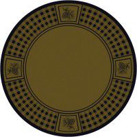 Pine Cone Refuge on Green Round Rug