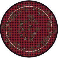 Red Wooded Pines Round Rug