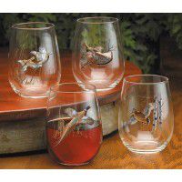 Assorted Gamebirds Stemless Wine Glasses