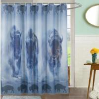 Bisons Shower Curtain with 12 Hooks