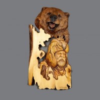 Brown Bear Original and Signed Carving 14 x 28 -SOLD