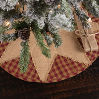 Burgundy Check Star Tree Skirt