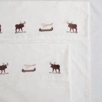 Embroidered Moose & Canoe Sheet Sets