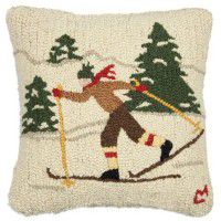 Cross Country Winter Skier Pillow