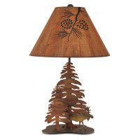 Iron Moose and Trees Table Lamp
