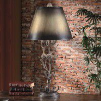 Iron Twig and Pinecone Table Lamp